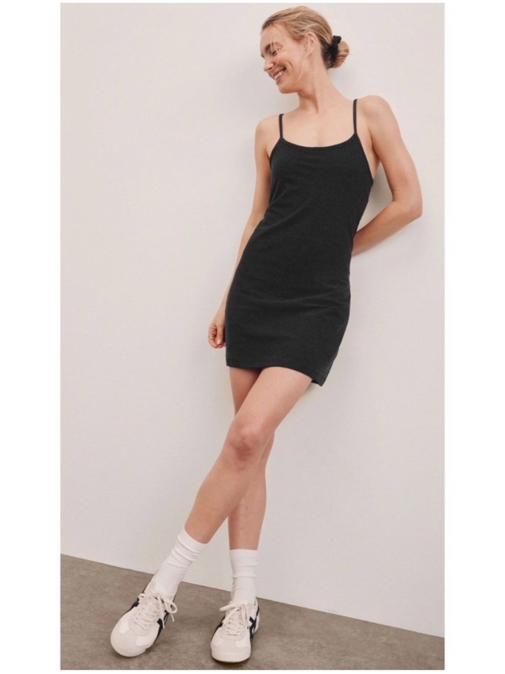 Beyond Yoga Essence Spacedye dress w shorts - Darkest Night black charcoal - M